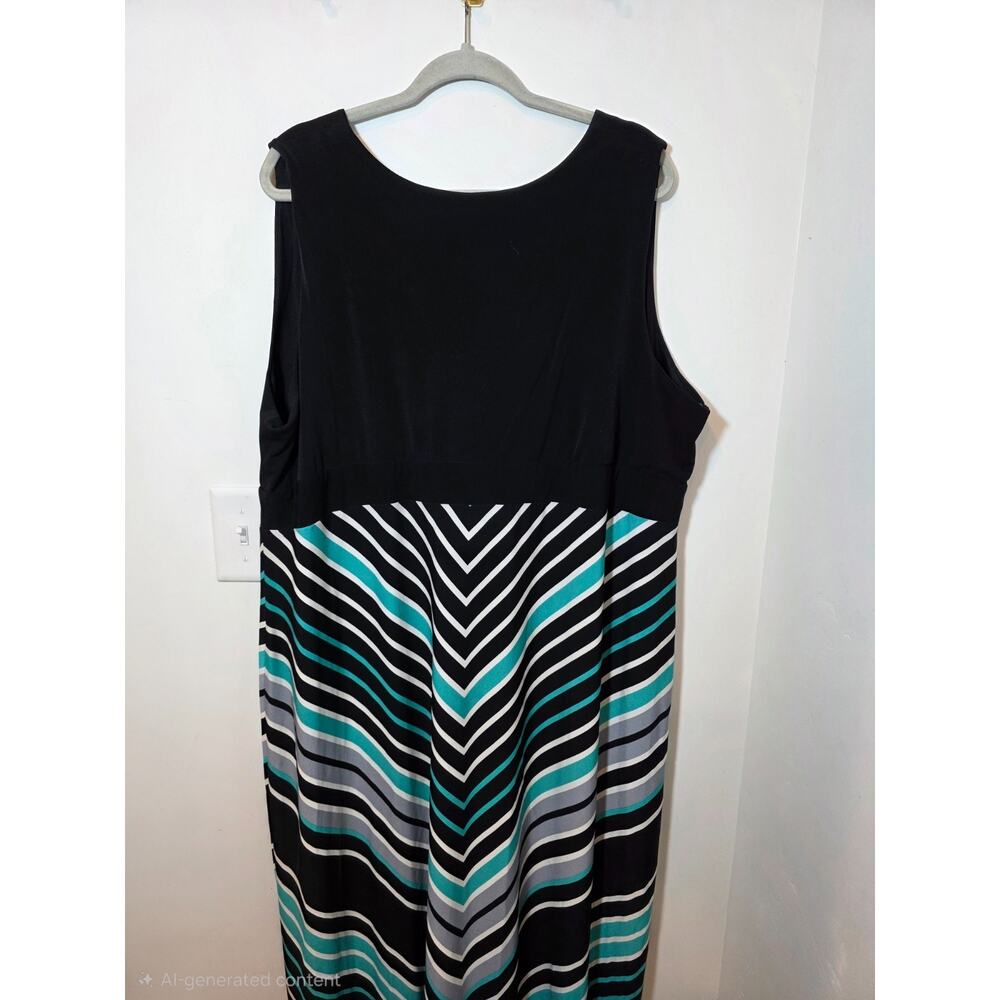 Catherines Dress Womens 2X Maxi Blue Stripe Sleeveless V Neck Jersey Stretch - Picture 5 of 7
